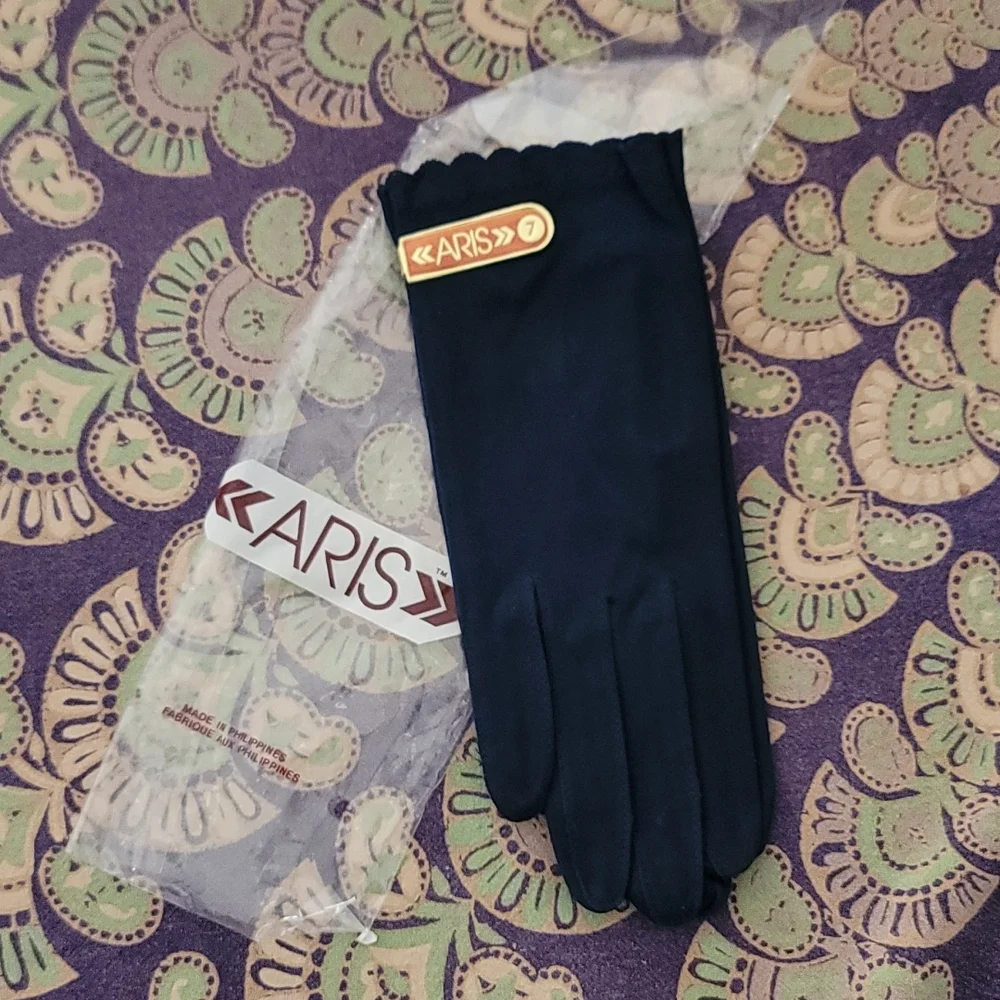 Deadstock Aris Ladies Gloves Navy Fabric
